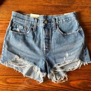 Levi's 501 Classic High Rise Denim Cut Off Jean Shorts 27 NWT